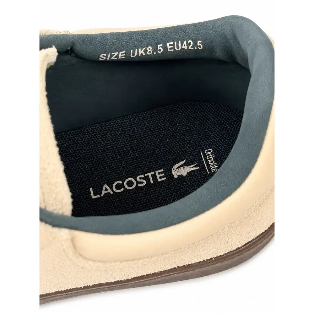Lacoste Baseshot 125 3 SMA Men’s 9.5 Beige Suede Sneakers Gum Sole 749SMA0060AOT